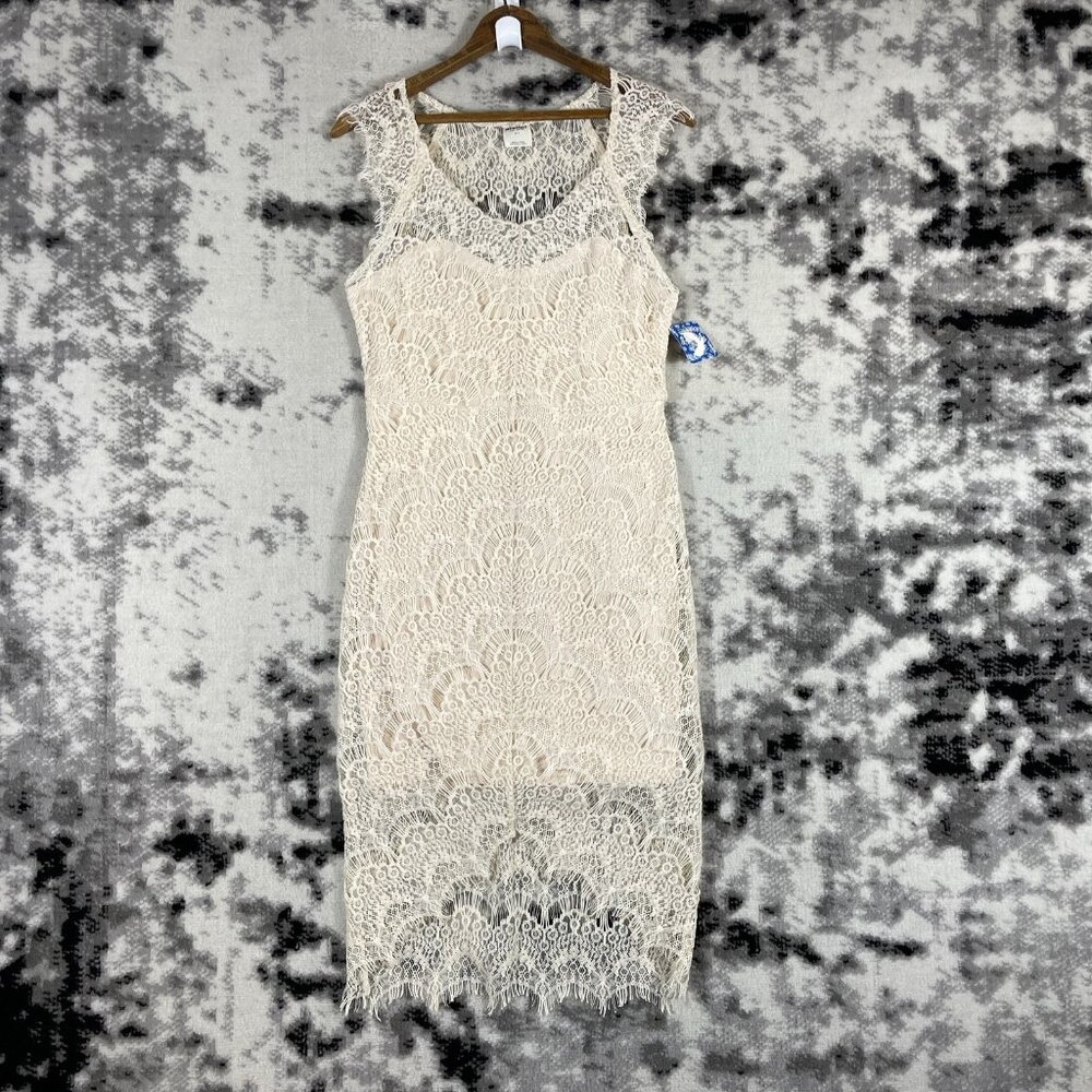 Free People Peekaboo Lace Dress Womens Size Small Ivory Slip Lace